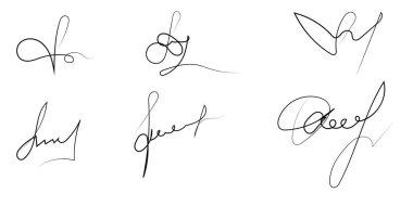 Beyaz arkaplanda izole edilmiş hayali el yazısı imzası