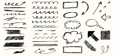 Not alma, altını çizme ve El stili metinde altını çizmek için elementler. 