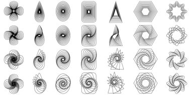 Geometrik soyut çiçek seti, yıldız figürü vektör ikon kiti, dehşet retro vahşi minimum sanat. Basit Memphis y2k element koleksiyonu, çiçek ızgarası düz Bauhaus şablonu. Soyut çiçek biçimleri