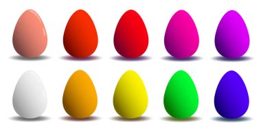 Beyaz arka planda izole edilmiş Paskalya yumurtaları.