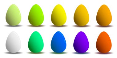 Beyaz arka planda izole edilmiş Paskalya yumurtaları.