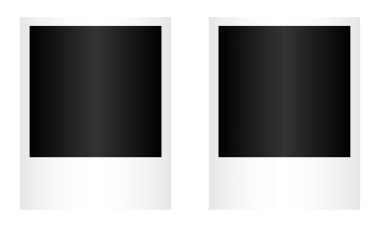 Boş beyaz bir fotoğraf çerçevesi ayarla. Gerçekçi, yatay fotoğraf çerçevesi modeli. Fotoğraf modeli, hisse senedi vektör grafikleri