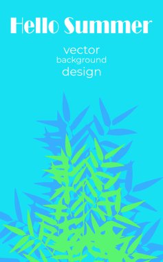 Tropikal palmiye yaprakları olan yaz arkaplanları. Minimalist modern sanat tarzında dizayn şablonları. Orman ve sahil teması. vektör illüstrasyonu