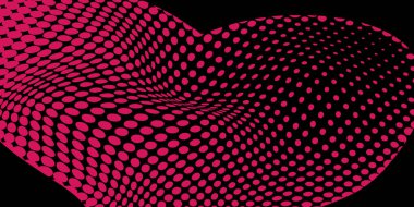 Canlı ve dinamik soyut bir zemin üzerinde pembe dalgalı noktalar olan siyah bir zemin. Bu göz alıcı tasarım, çağdaş grafik tasarım, dijital projeler, web tasarımı, kepek için mükemmel, akan geometrik şekillerle optik bir illüzyon etkisi yaratır.
