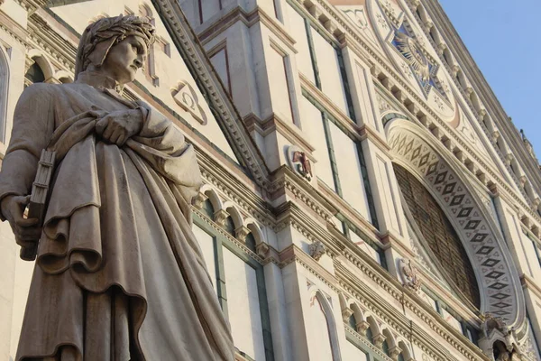 Estatua Dante Frente Basílica Santa Croce Florencia —  Fotos de Stock