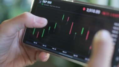 Kadın, uluslararası pazarların evrimini telefon borsasında ekonomik kriz enflasyon borsasında yeni teknolojiler, dalgalanma endeksleri ve grafikleri değerlendiriyor