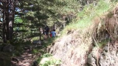 Anne ve iki çocuk dağlarda yaz sağlıklı yaşam tarzı doğal çevresel sürdürülebilirlik