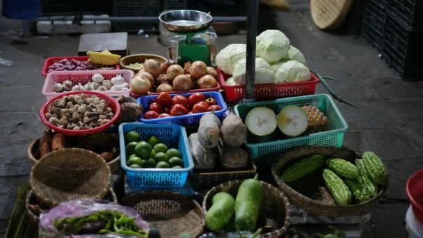 Hortalizas Frutas Mercado Asiático — Vídeo de stock