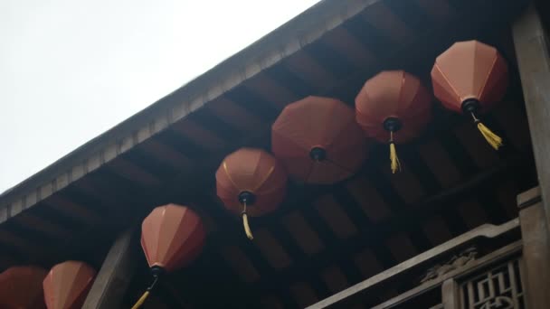 Kinesiska Traditionella Lyktor Templet — Stockvideo