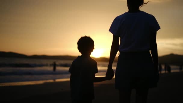 Experimente Esencia Conmovedora Conexión Familiar Como Silueta Una Madre Hijo — Vídeo de stock