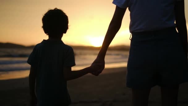 Aile Bağının Açıcı Özünü Bir Anne Oğlunun Silueti Gibi Huzur — Stok video