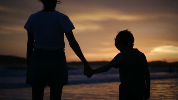 Experimente Esencia Conmovedora Conexión Familiar Como Silueta Una Madre Sus — Vídeos de Stock