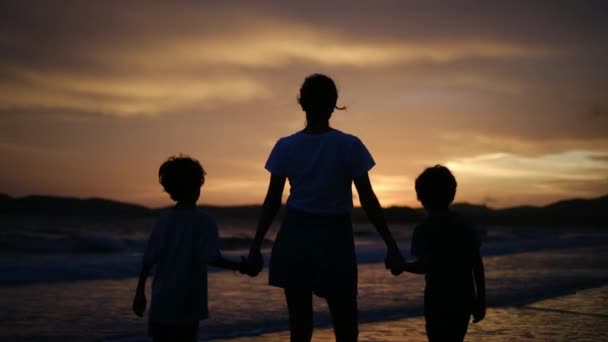 Experimente Esencia Conmovedora Conexión Familiar Como Silueta Una Madre Sus — Vídeos de Stock