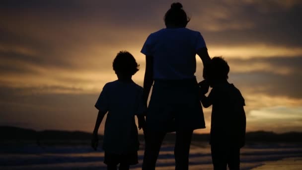 Experimente Esencia Conmovedora Conexión Familiar Como Silueta Una Madre Sus — Vídeo de stock