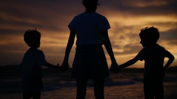 Vivi Essenza Commovente Della Connessione Familiare Come Silhouette Una Madre — Video Stock