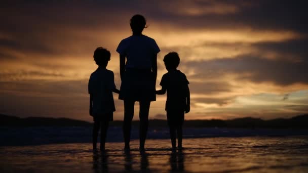 Vivi Essenza Commovente Della Connessione Familiare Come Silhouette Una Madre — Video Stock