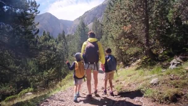 Mãe Solteira Desfrutando Passeio Natureza Com Seus Filhos Anos National — Vídeo de Stock