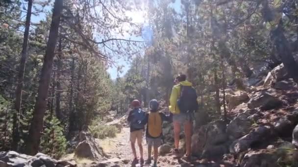 Madre Soltera Disfrutando Una Excursión Por Naturaleza Con Sus Hijos — Vídeo de stock