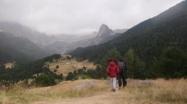 Anne ve oğulları yaz boyunca ulusal parkta yürüyorlar.