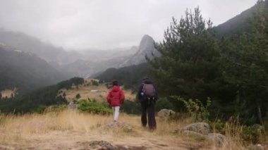 Anne ve oğulları yaz boyunca ulusal parkta yürüyorlar.