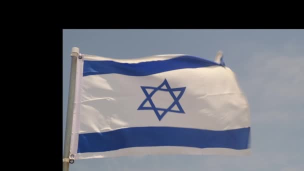 Detail Národní Vlajky Izraele Vlnící Větru — Stock video