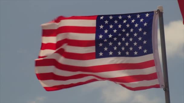 American Flag Waving Slow Motion Large American Flag Flies Flag — Stock Video