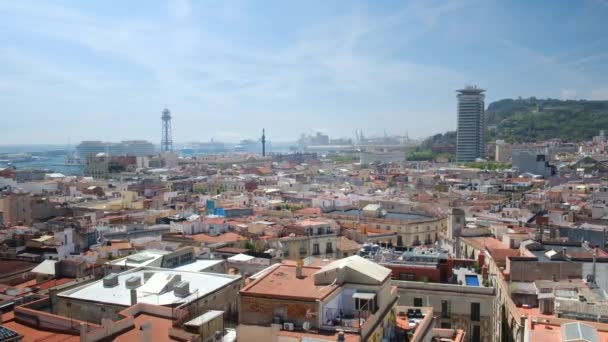 Панорамный Вид Архитектурные Здания Барселоны Воздуха — стоковое видео