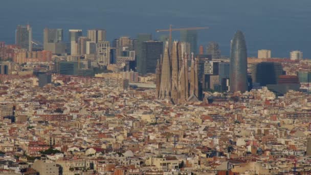 Barcelona Aerial Panoramic View City Architecture Buildings — Stock Video