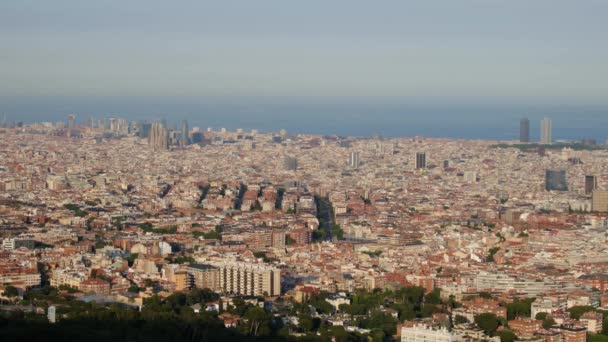 Barcelona Antenn Panoramautsikt Över Stadens Arkitektur Byggnader — Stockvideo