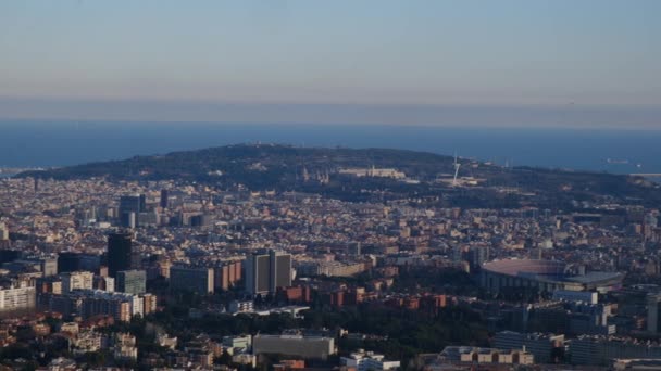 Barcelona Aerial Panoramic View City Architecture Buildings — Stock Video