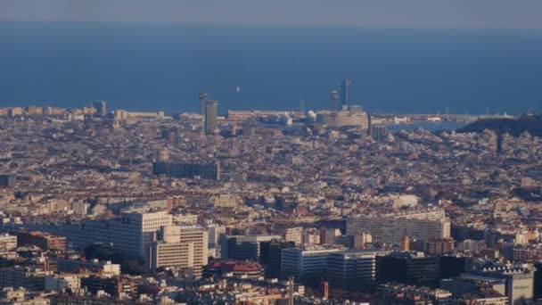 Uitzicht Vanuit Lucht Van Barcelona Gebouwen Van Architectuur Van Stad — Stockvideo