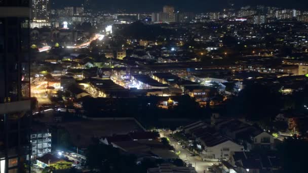 Вид Пульс Азіатського Міста Вночі — стокове відео