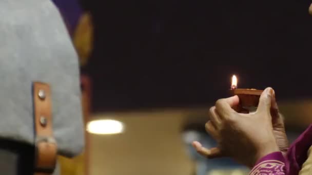 Detailní Záběr Indickém Chrámu Náboženském Festivalu Diwali — Stock video