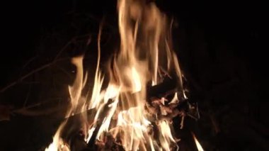 Evde şöminedeki ateş Noel 'i kutluyor. İç gözlem alevleri yavaş çekim.