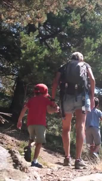 Godetevi Stagioni Soleggiate Con Giovani Appassionati Escursionismo Donna Con Suoi — Video Stock