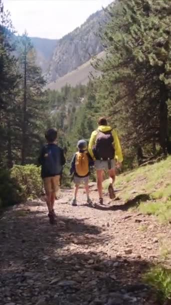 Užijte Slunné Roční Období Mladistvými Turistickými Nadšenci Rodinné Výlety Divočině — Stock video