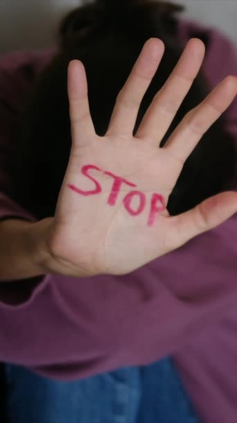 Stop Het Woord Menselijke Hand — Stockvideo