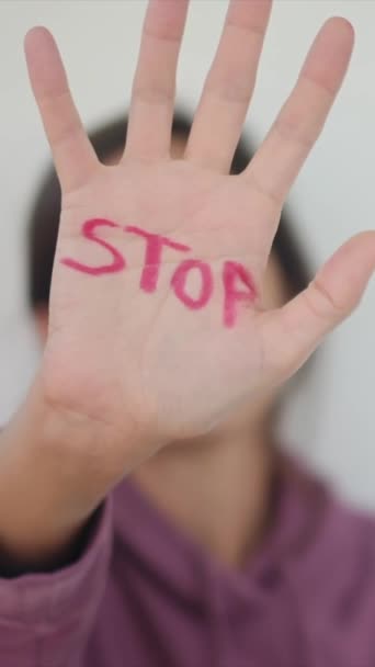 Stop Szó Emberi Kéz — Stock videók