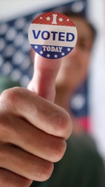 Woman Voted Today Badge Thumb Usa Flag Background — Stock Video