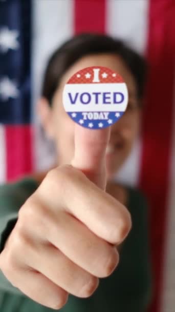 Woman Voted Today Badge Thumb Usa Flag Background — Stock Video