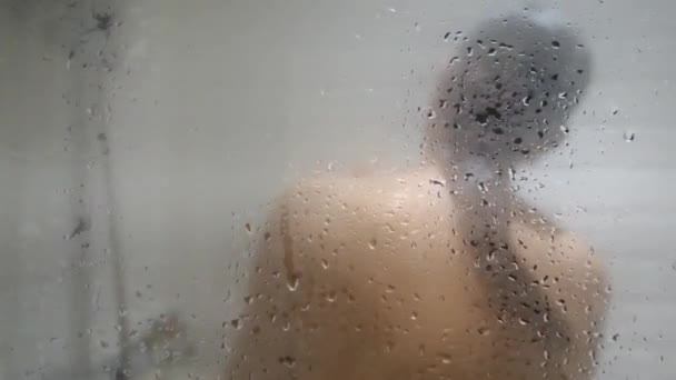 Young Woman Taking Shower Home — Stock Video