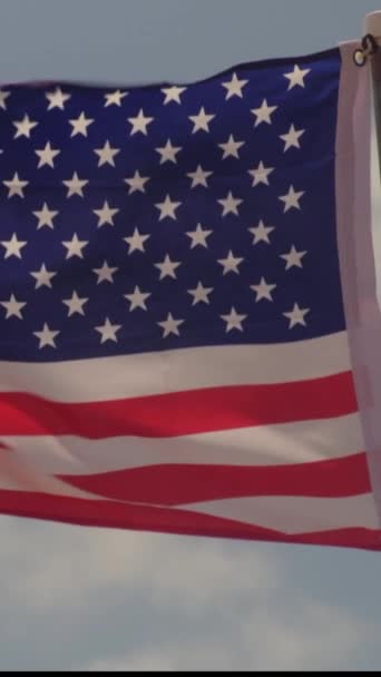 Rüzgarda Amerikan Bayrağı — Stok video