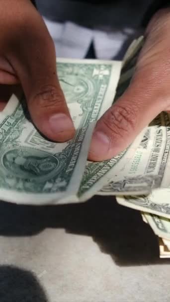 Close Man Counting Dollars Bills — ストック動画