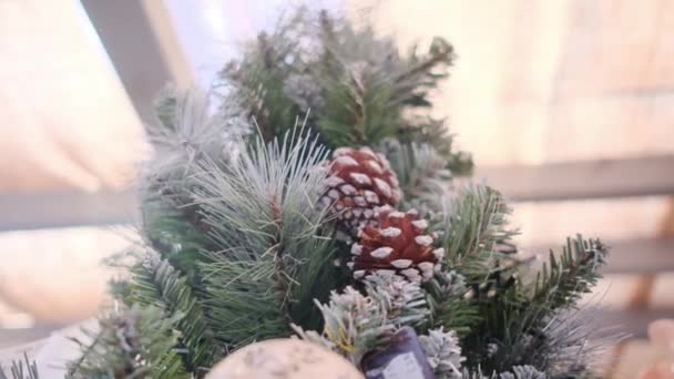 Φώτα Και Διακοσμήσεις Χριστουγεννιάτικο Δέντρο — Αρχείο Βίντεο