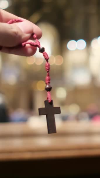 Woman Crucifix Church Concept Prayer Hope God Jesus Christ Hope — Stock Video