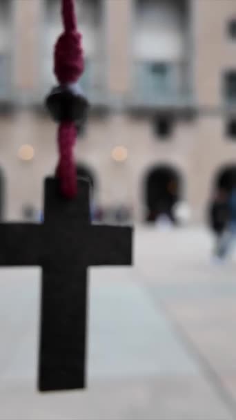 Σταυρός Στην Εκκλησία Έννοια Προσευχή Ελπίδα Θεός Ιησούς Χριστός Ελπίδα — Αρχείο Βίντεο