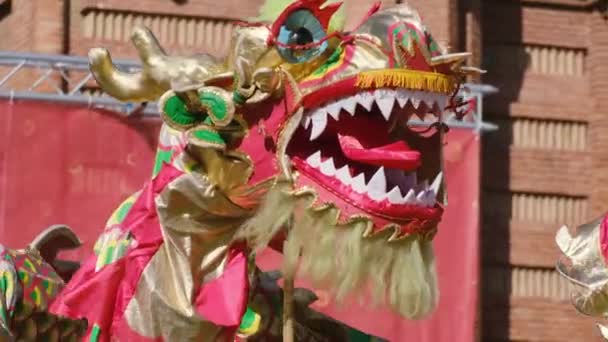 Dragón Durante Festival Año Nuevo Chino — Vídeo de stock