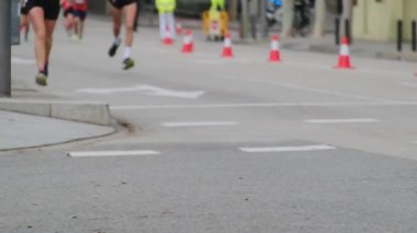 Maraton koşan insanlar, spor ve sağlık konsepti 