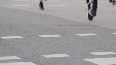 Maraton koşan insanlar, spor ve sağlık konsepti 