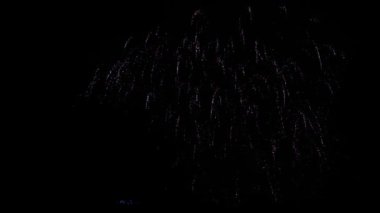 Karanlık gece gökyüzü arka plan üzerinde renkli havai fişek kutlama. Gece açık gökyüzü güzel havai fişek gösteri.